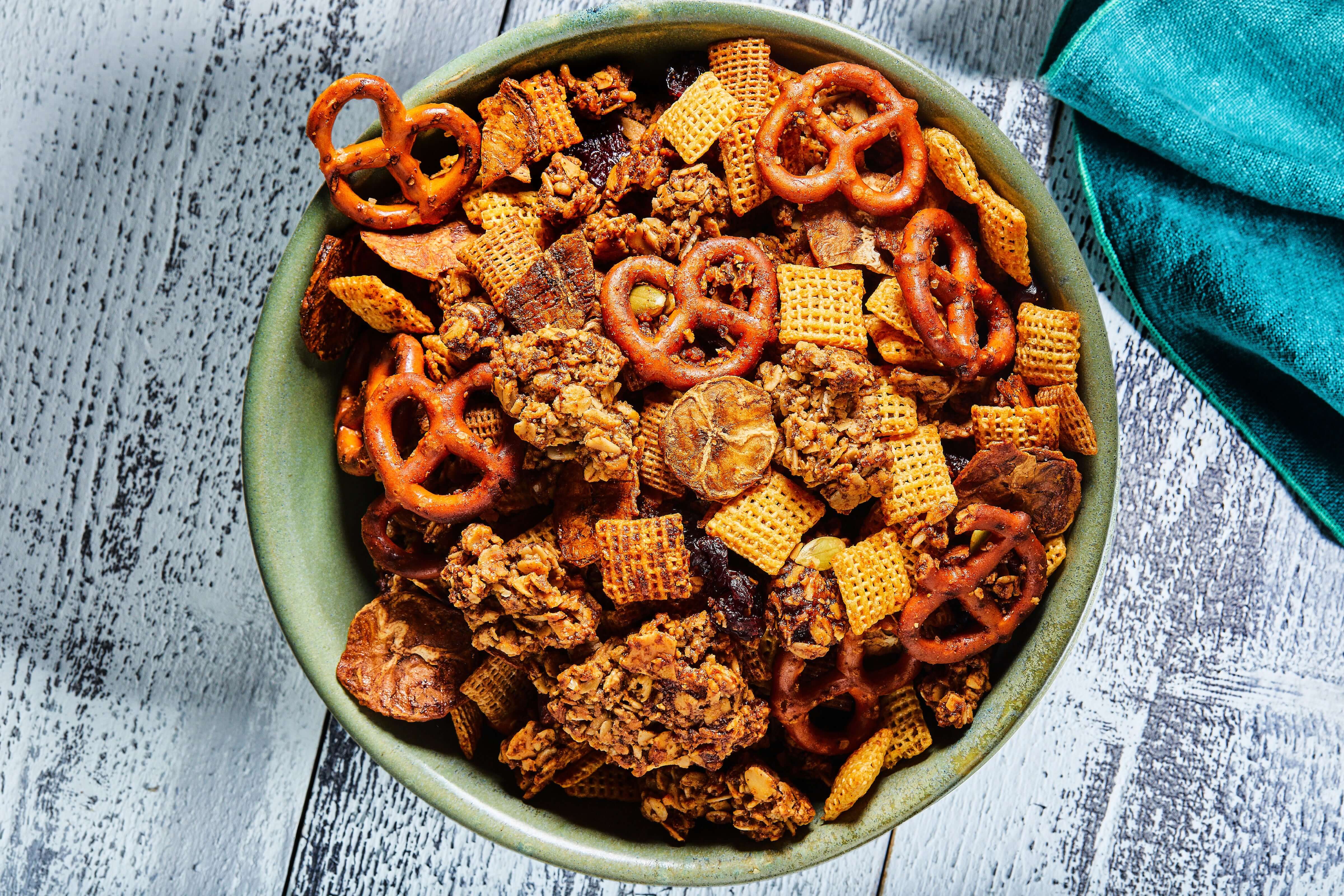 Trail Mix with Michele's Almond Butter Granola and Amazi Olive Oil Plantain Chips
