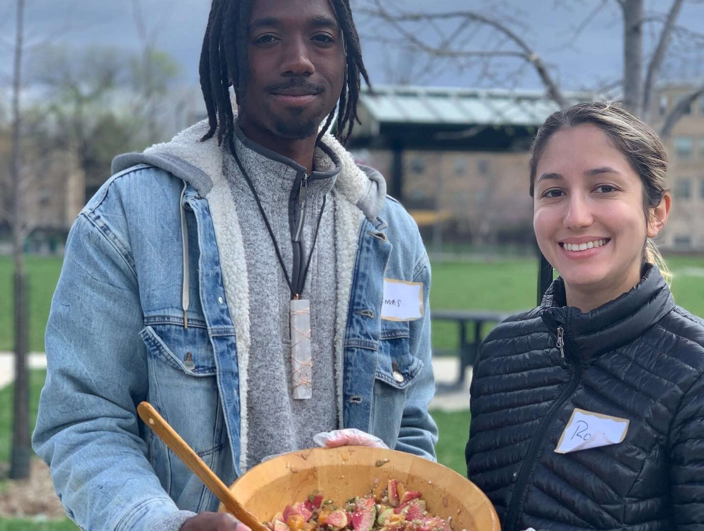 Common Good City Farm - sharing a salad made with freshly grown product