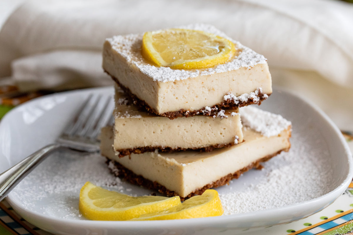 Recipe for Vegan Lemon Bars, featuring Lemon Pistachio Michele's Granola