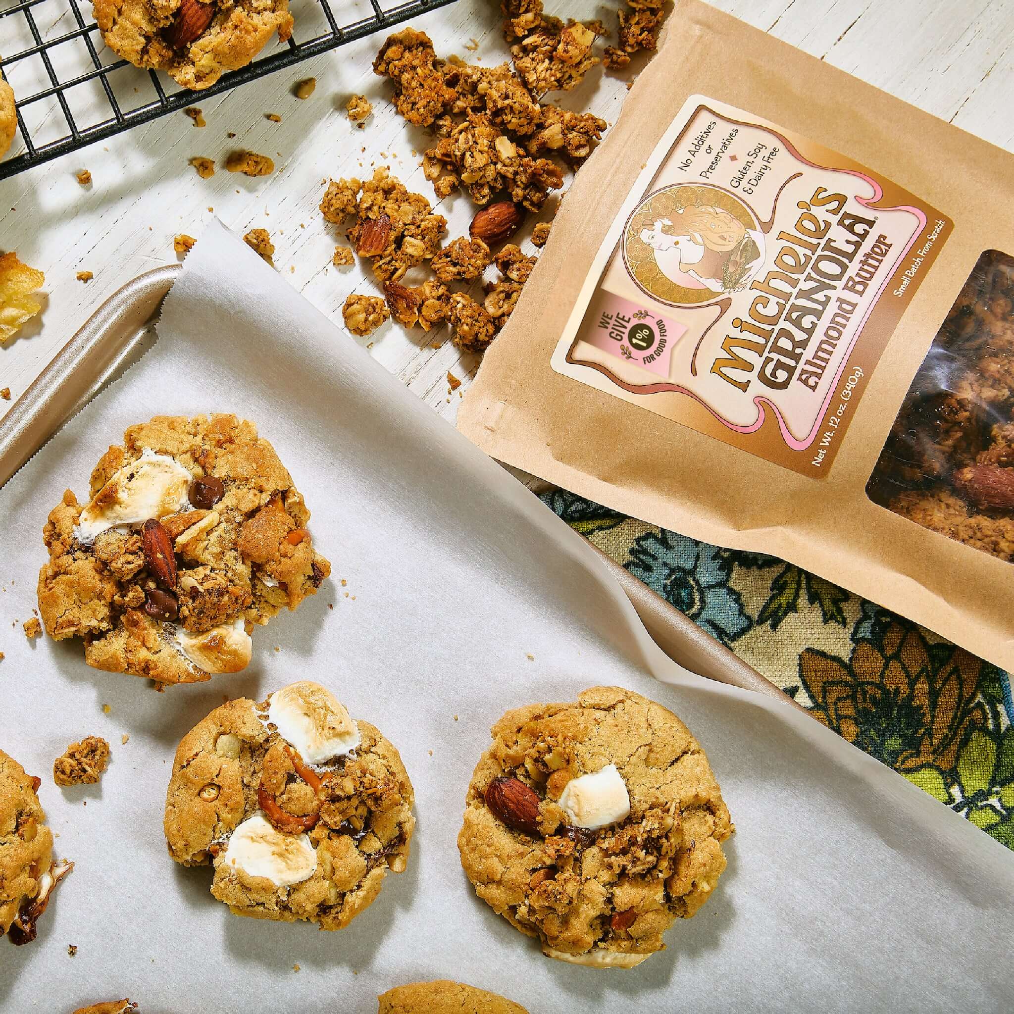 Michele's Almond Butter Granola baked into cookies