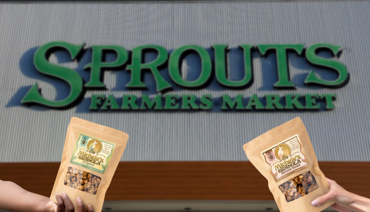 Sprouts storefront with Original and Almond Butter Granola bags