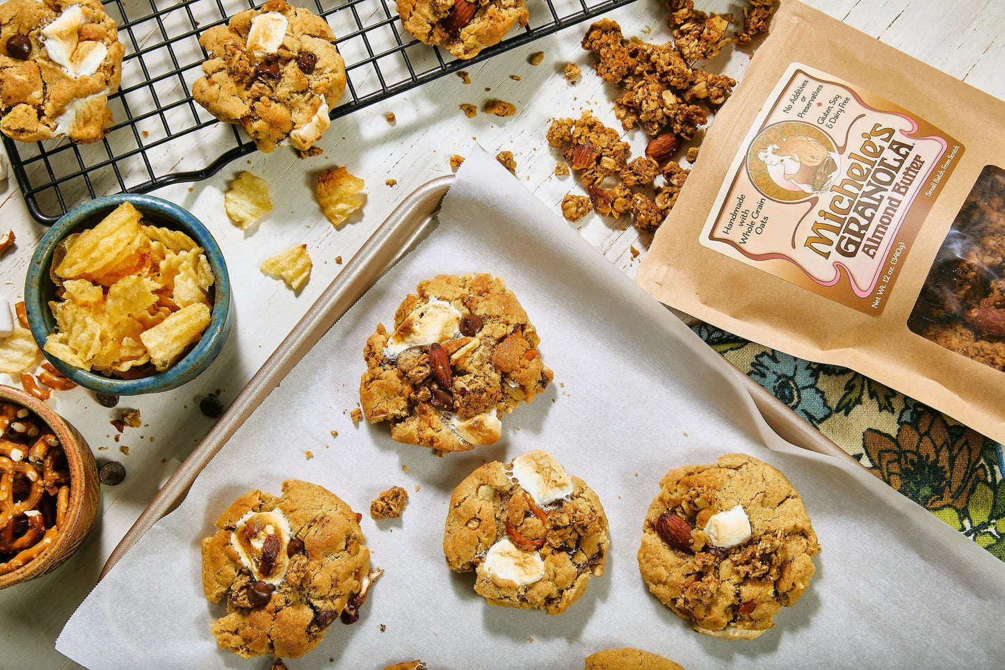 Kitchen Sink Cookies with Almond Butter Granola