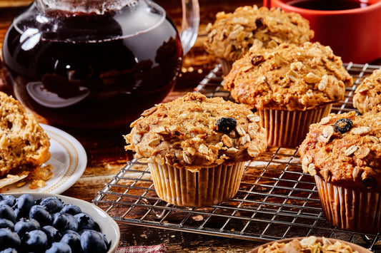 Tea time with Apple Cinnamon Chai Spice Muffins, made with Michele's Apple Cinnamon Toasted Muesli