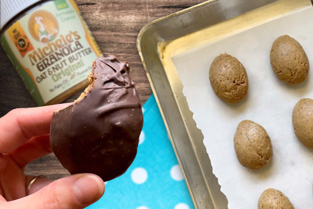 Michele's Original Oat & Nut Butter in recipe for Granola Butter Chocolate Eggs