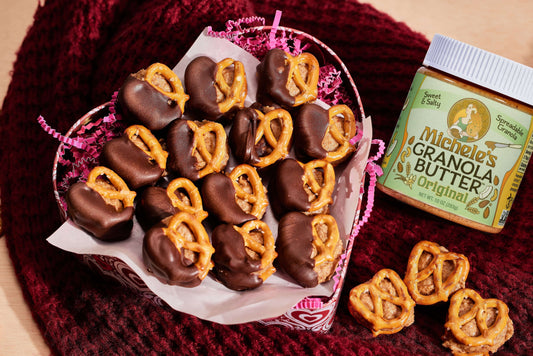 Granola Butter Pretzel Bites, made with Michele's Granola Butter - vegan, gluten-free