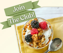 Join the Club - Vegan, gluten-free Michele's Lemon Pistachio Granola on a parfait