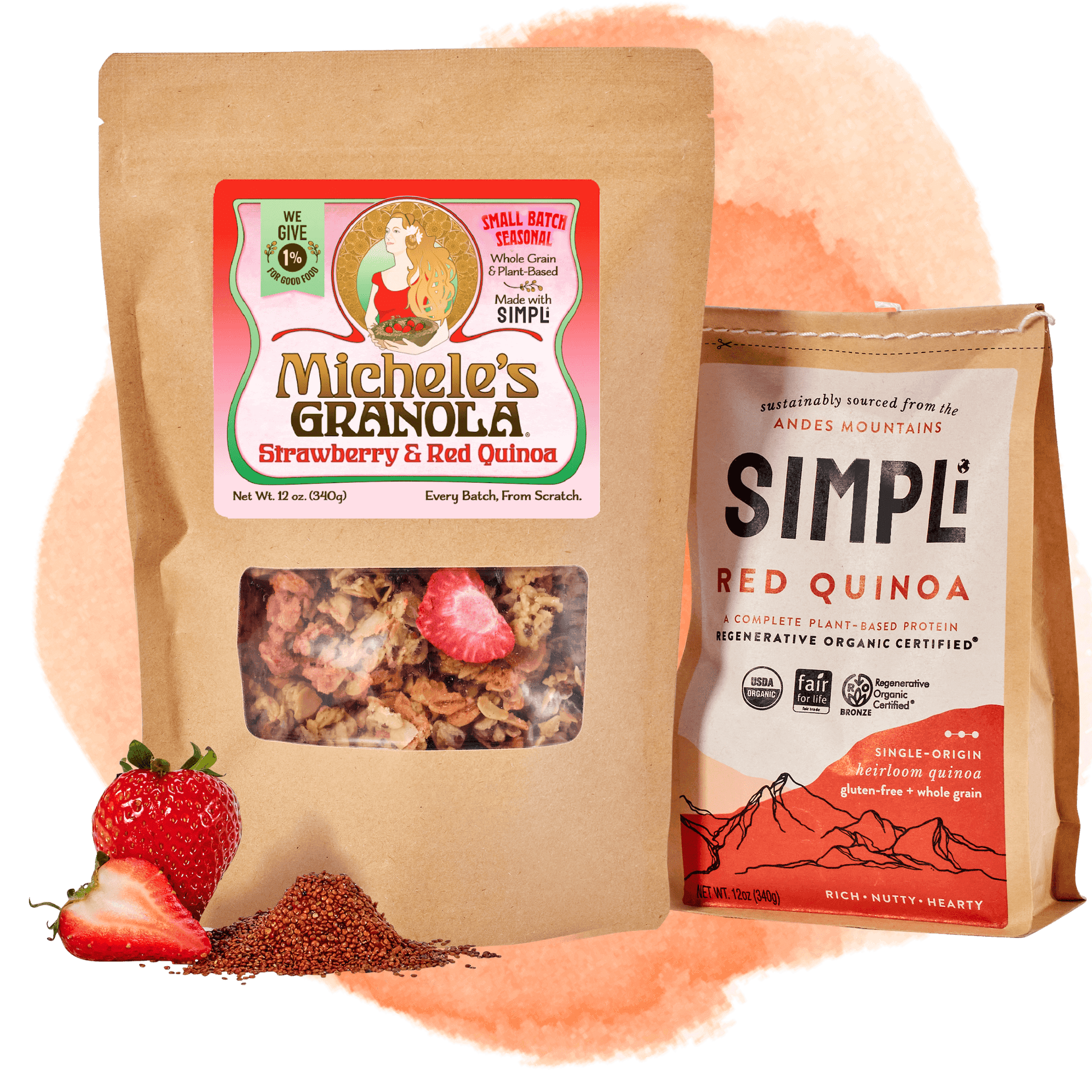 Michele's Strawberry & Red Quinoa Granola - spring seasonal, vegan, gluten-free