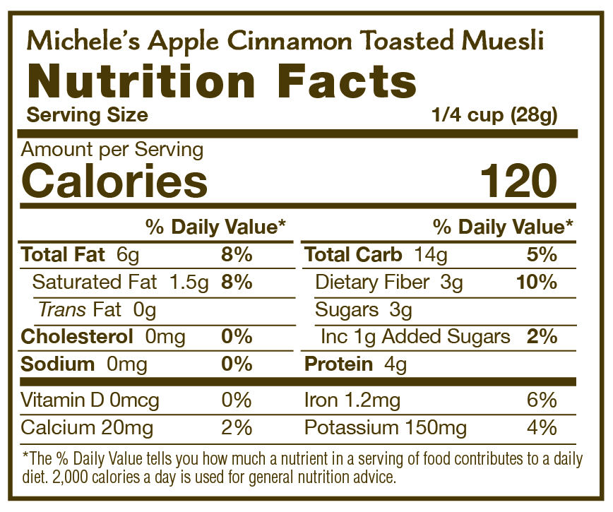 Apple Cinnamon Toasted Muesli nutrition
