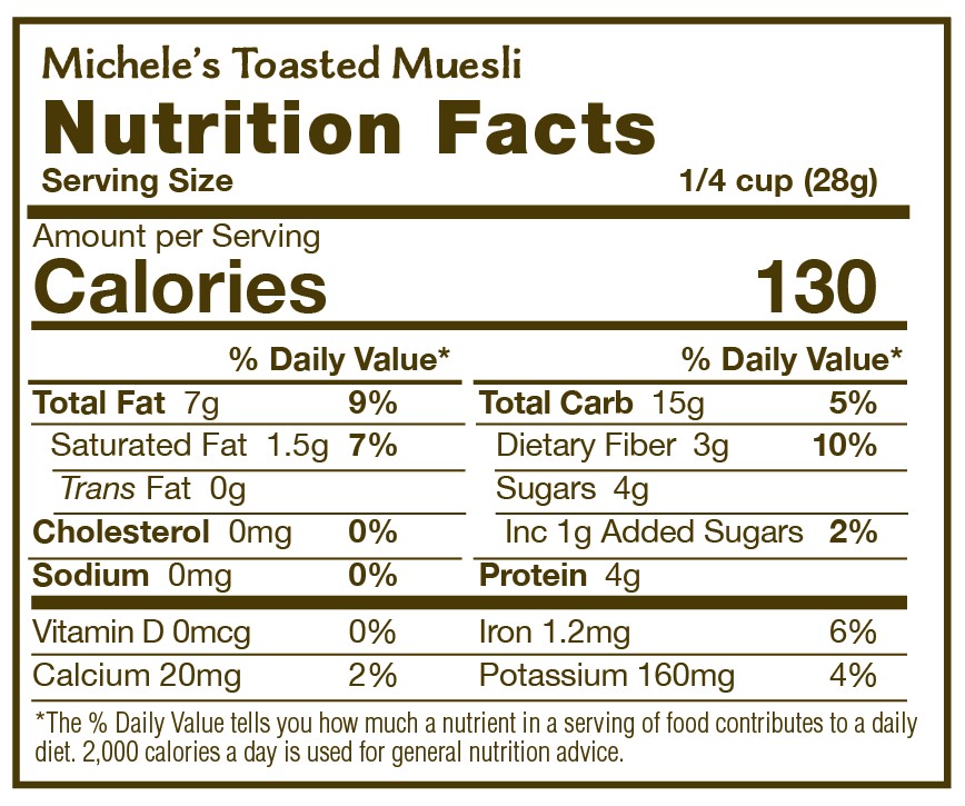 Michele's Toasted Muesli nutrition