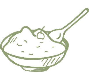 Illustration of a bowl of granola and spoon.